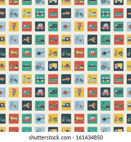 Retro flat transport seamless pattern