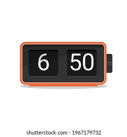 Retro flip clock isolated on white background