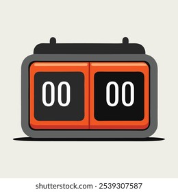 Retro Flip Clock Vector Illustration with Orange Display