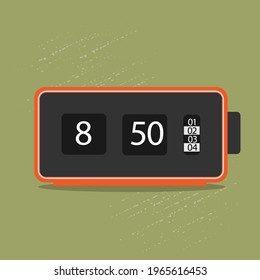 Retro flip clock. Vintage style with texture