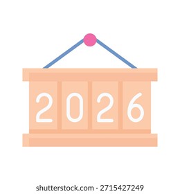 Retro Flipping Calendar 2026 Vektorgrafik Flachbild-Symbol