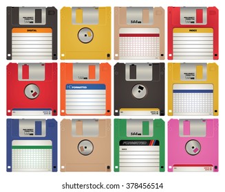 Retro floppy disc vector illustration.