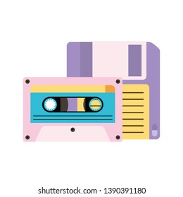 retro floppy disk with cassette
