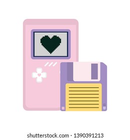 retro floppy disk with handle video game