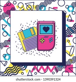retro floppy disk with handle video game