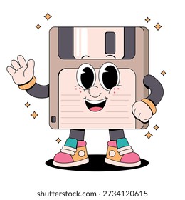 Retro Floppy Disk Mascot Character