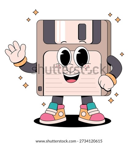 Retro Floppy Disk Mascot Character