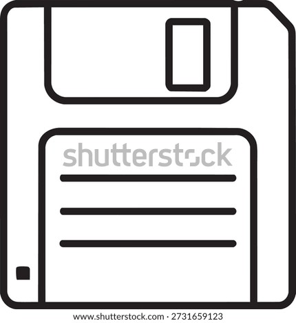 Retro floppy disk storage media line icon vector illustration