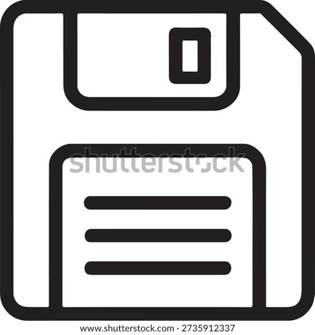 Retro floppy disk symbol for data storage saving files and digital technology history icon