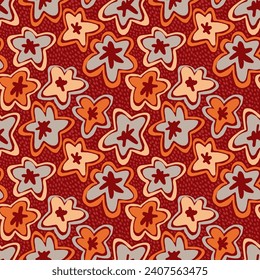 Retro Floral Abstract Vector patrón transparente estilo 60s 70s para tarjeta de saludo de papel de envolvimiento de tela