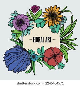 Retro Floral Artwork - Vector Illustration