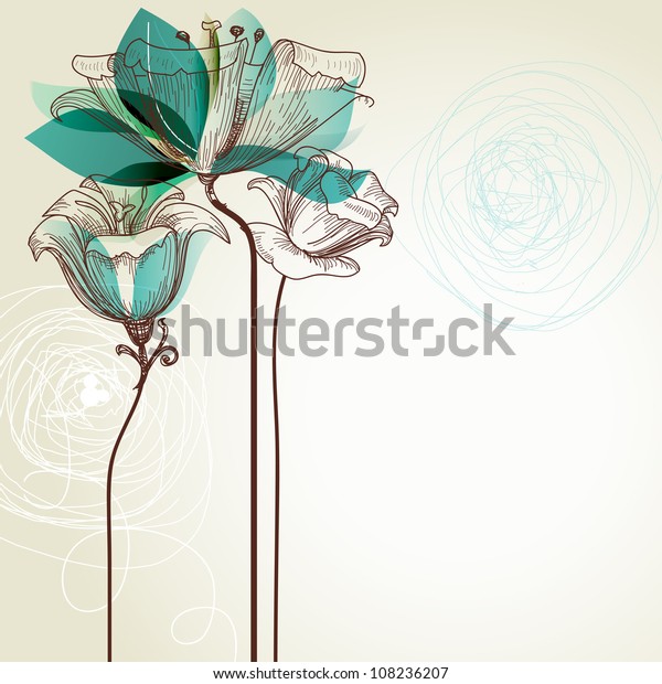 レトロな花柄の背景 のベクター画像素材 ロイヤリティフリー