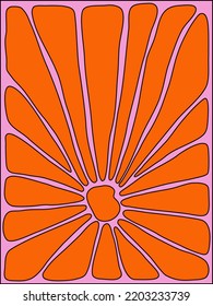 Retro floral background of the 60s-70s. Abstract colorful background. Groovy psychedelic style. Vector illustration in simple linear style - design template