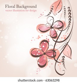 Retro floral background with abstract leafs and flowers for vintage design. eps 10