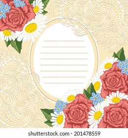 Retro floral background with area for your text. Vector illustration