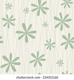 Retro floral background with camomiles. Vector illustration