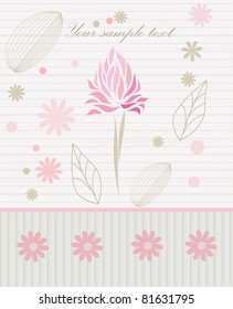 Retro floral background for card  isolated on white backdrop with your text (vector version eps 10). Perfect for element design, web, sign, symbol, icon, logotype, logo, emblem, label.