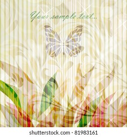 Retro floral background for card isolated on grunge backdrop with your text (vector version eps 10). Perfect for element design, web, sign, symbol, icon, emblem, tattoo, label.