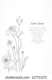 Retro floral background card. Text on separate layer