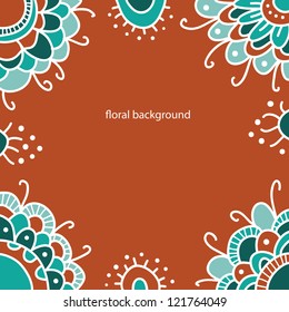 Retro floral background./ Congratulations!