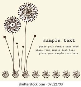 Retro floral background with dandelion. Vector illustration.