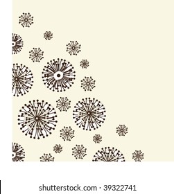 Fondo floral retro con diente de león. Ilustración vectorial.