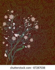 Retro floral background dark colors