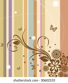 Retro floral  background, element for design