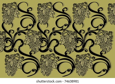 Retro floral background with grapes
