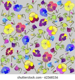 Retro floral background. Pansies. eps10