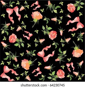 Retro floral background. Rose, bow. eps10
