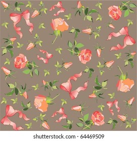Retro floral background. Rose, bow. eps10