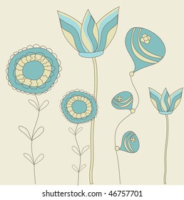 Fondo floral retro. Ilustración vectorial.