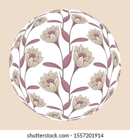 retro floral ball frame in old pink ivory shades