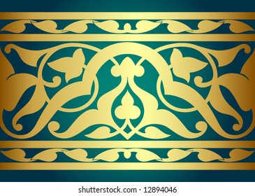 Retro floral border. Vector illustration.
