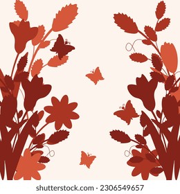 Retro Floral Card. Summer postcard with Flowers in vintage style. Vector illustration. 