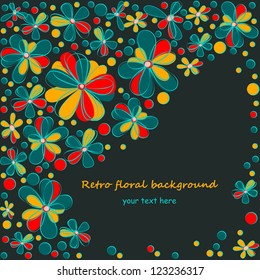 retro floral card, vector