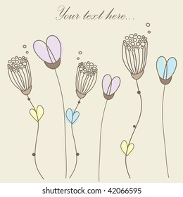 Retro floral card. Vector.