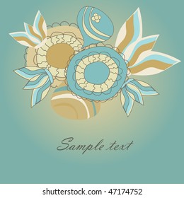 Retro floral card. Vector illustration.