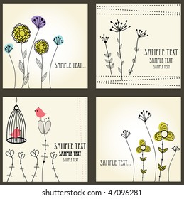 Retro floral cards set
