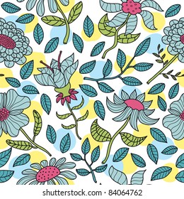 retro floral colorful seamless pattern