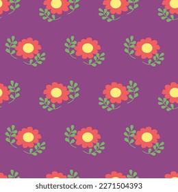 RETRO FLORAL DOODLE SEAMLESS PATTERN ALL OVER PRINT VECTOR