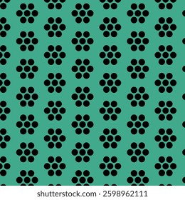 Retro Floral Dot Pattern on Teal Background
