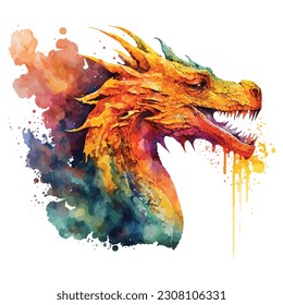 Retro Floral Dragon Watercolor Sublimation