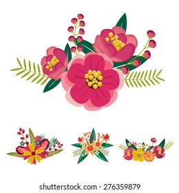 Retro floral frame collection for wedding, vector illustration