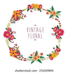 Retro floral frame collection for wedding, vector illustration