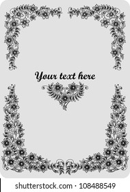 retro floral frame, for design, retro background, flower