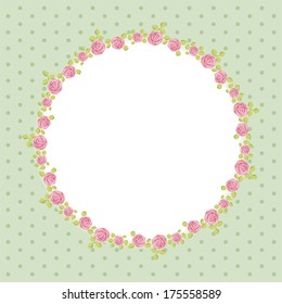 Retro floral frame with roses in shabby chic style