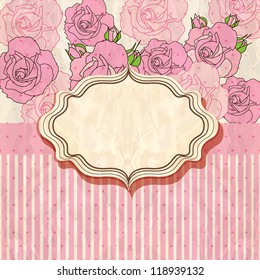 Retro floral frame. Vector illustration.
