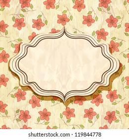 Retro floral frame. Vector illustration.